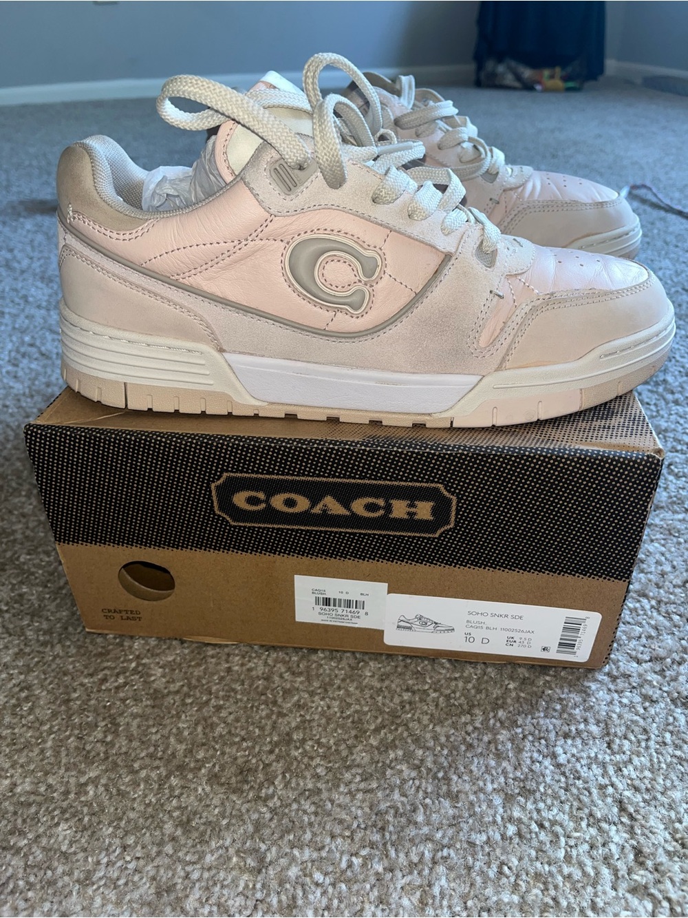 Coach Light Pink & Cream Low-Top Sneakers